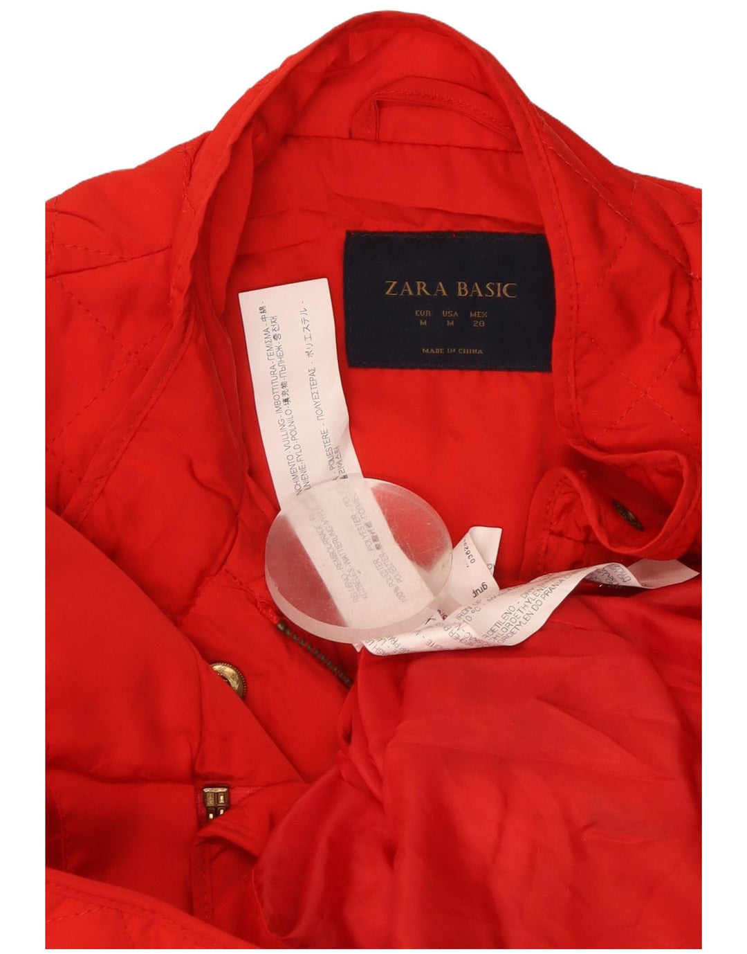Zara Womens Quilted Gilet UK 12 Medium Red Polyester