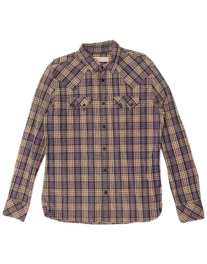 Levi's Mens Slim Fit Shirt Large Blue Check Cotton