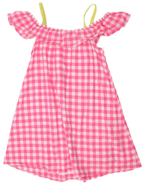 Abito Benetton per Bambina con Spalle Scoperte 8-9 Anni Grande in Cotone Vichy Rosa