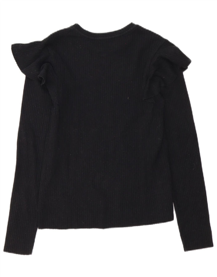 Zara Womens Blouse Top UK 12 Medium Black