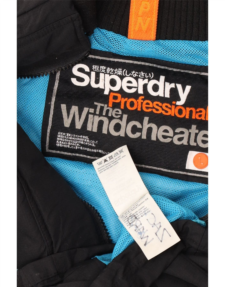 Superdry Womens Graphic Windbreaker Jacket UK 16 Large Black