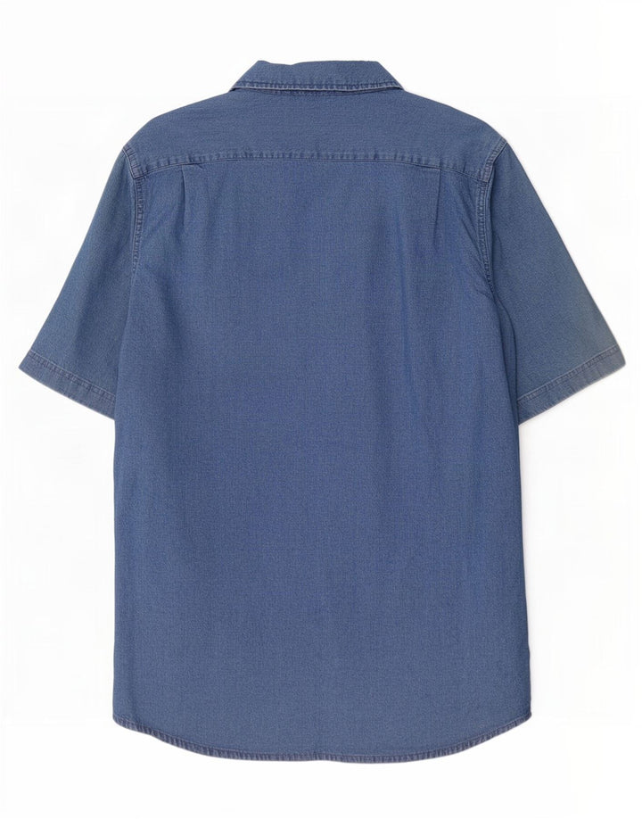 Camicia di jeans a maniche corte da uomo Wrangler in cotone blu medio