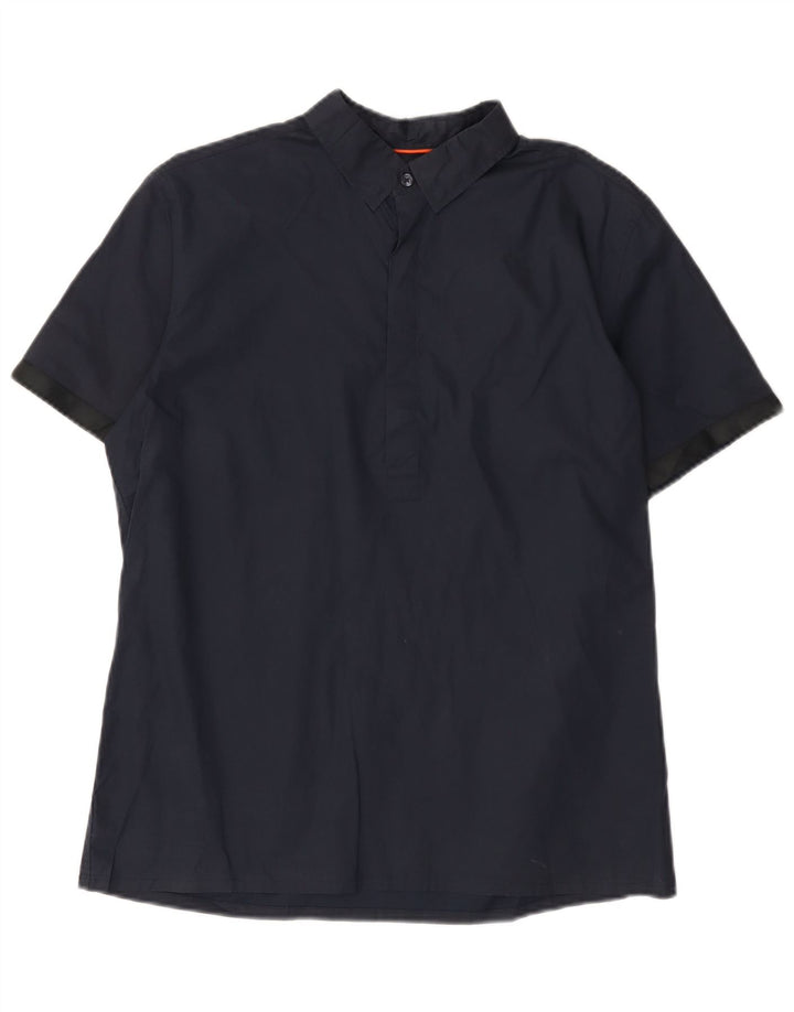 Mossimo Mens Short Sleeve Pullover Shirt Medium Navy Blue Cotton