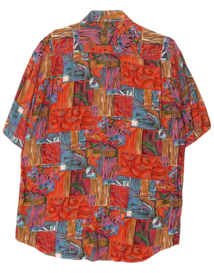 Vintage Mens Short Sleeve Shirt Medium Red Patchwork