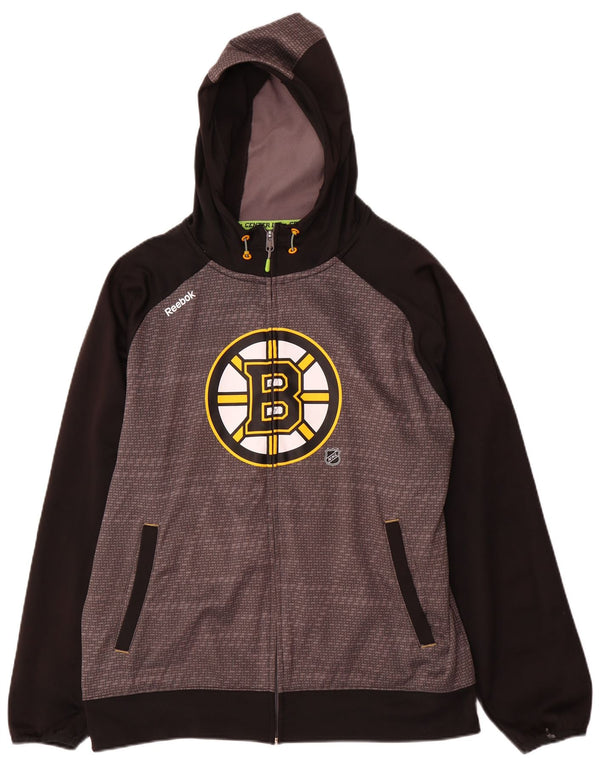 Reebok Mens Boston Bruins Zip Hoodie Sweater Large Black Colourblock