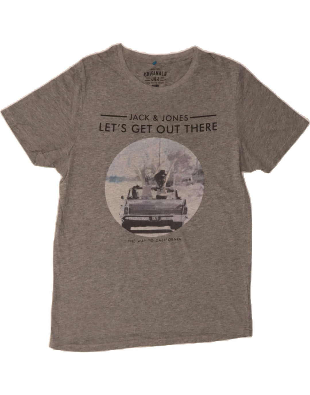 JACK & JONES Mens Graphic T-Shirt Top Large Grey Vintage Jack & Jones and Second-Hand Jack & Jones from Messina Hembry 