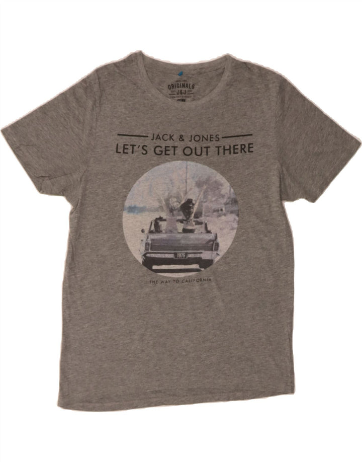 JACK & JONES Mens Graphic T-Shirt Top Large Grey Vintage Jack & Jones and Second-Hand Jack & Jones from Messina Hembry 