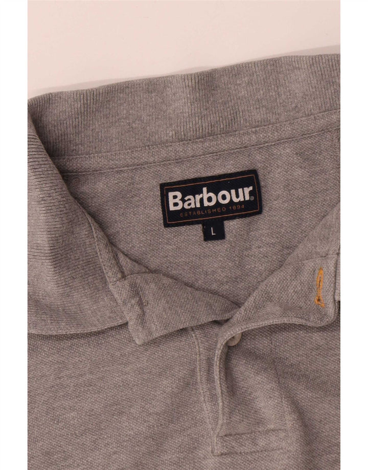 Barbour Mens Polo Shirt Large Grey Cotton