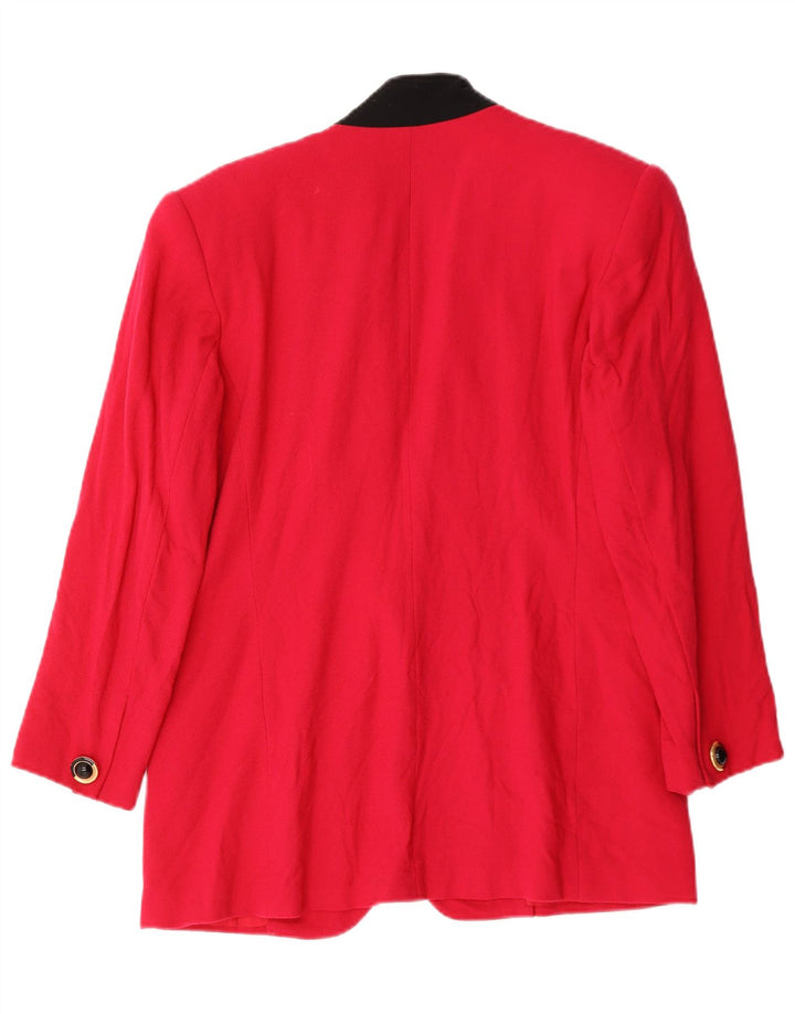 Alvin Bell Dame 1 Knap Blazer Jakke UK 16 Stor Rød Colourblock Uld
