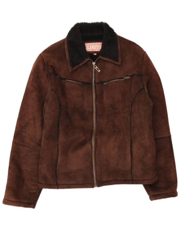 Blend Of America Mens Sherpa Jacket UK 40 Large Brown Polyester
