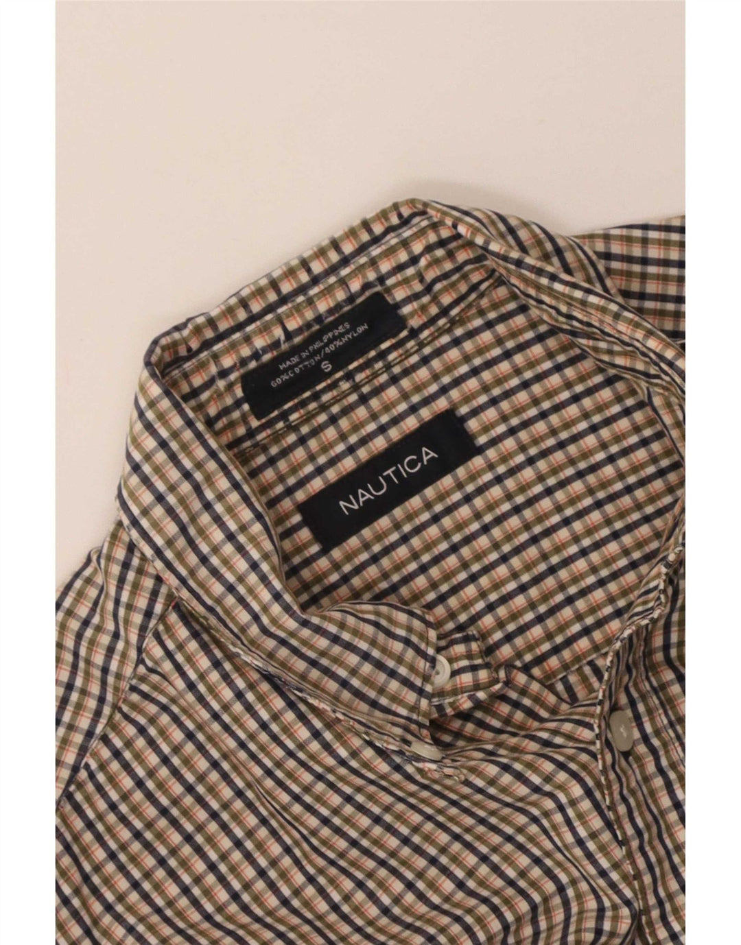 Camicia da uomo a maniche corte Nautica a quadri piccoli in cotone multicolore
