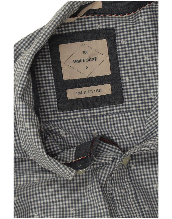 White Stuff Mens Classic Fit Shirt Large Blue Gingham Cotton
