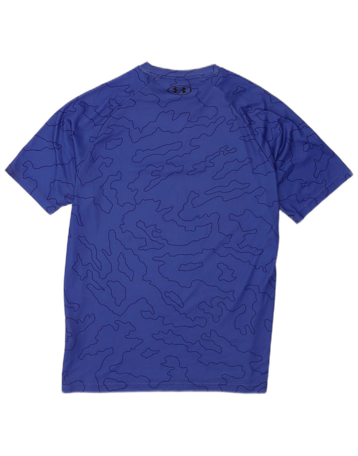 Under Armour Mens Loose Fit T-Shirt Top Medium Blue Geometric Polyester