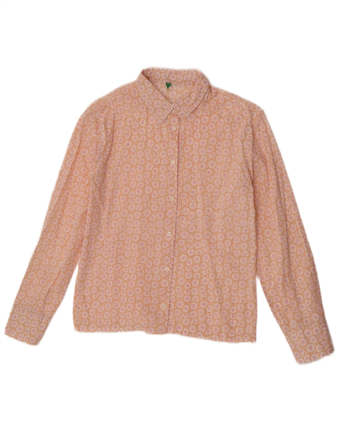 Benetton Womens Shirt UK 12 Medium Orange Floral