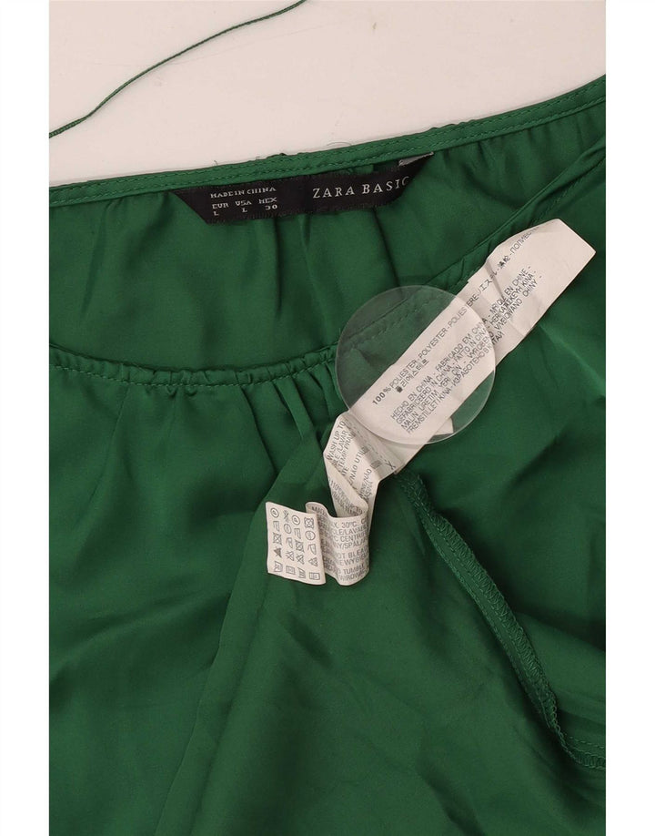 Zara Mujer Blusa Top UK 44 Grande Poliéster Verde