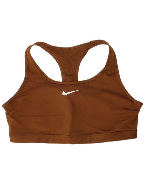 Nike Damen Dri Fit gepolstertes Sport-BH-Oberteil XL Braun Sport