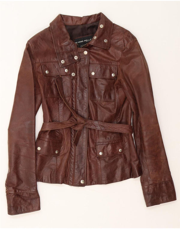 Lavorazione Artigianale Damen Lederjacke UK 10 Small Braun
