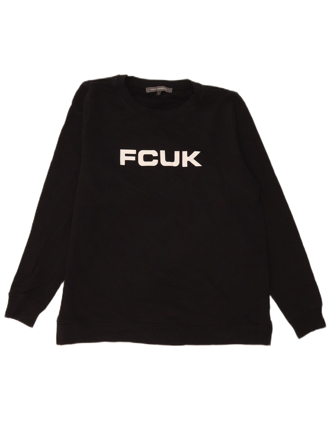 French Connection Mens Graphic Sweatshirt Jumper Medium Black Cotton