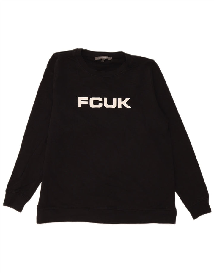 French Connection Mens Graphic Sweatshirt Jumper Medium Black Cotton