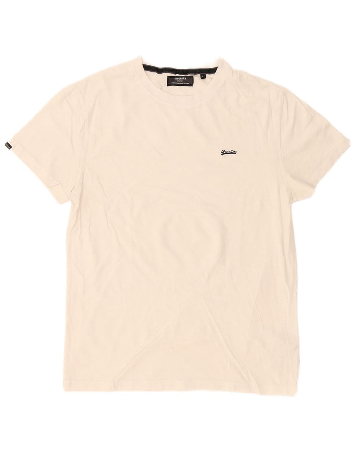 Superdry Mens T-Shirt Top Large White Cotton