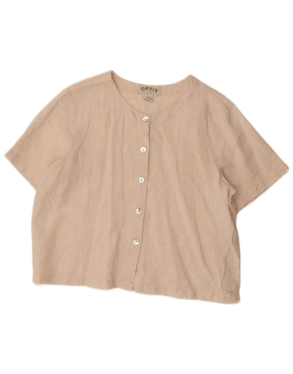 Orvis Blusa extragrande de manga corta para mujer UK 40 XL Lino beige