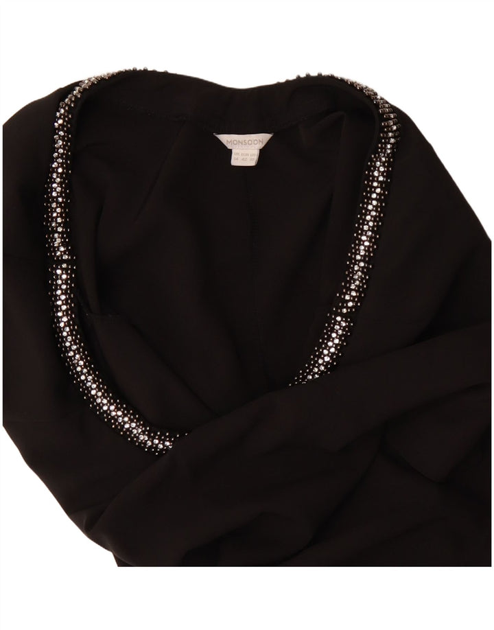 MONSOON Womens Blouse Top UK 14 Large Black Polyester