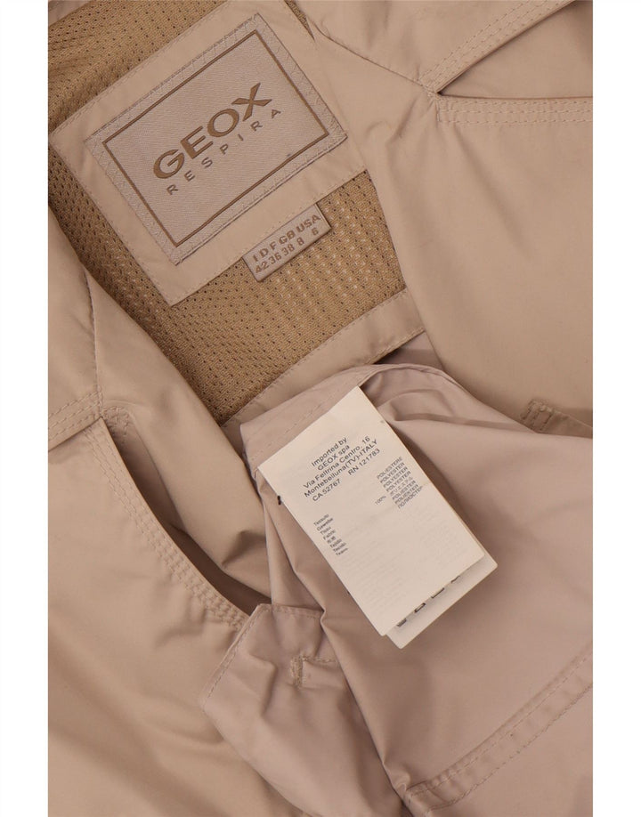 Geox Womens Respira Double Breasted Trench Coat UK 8 Small Beige Polyester
