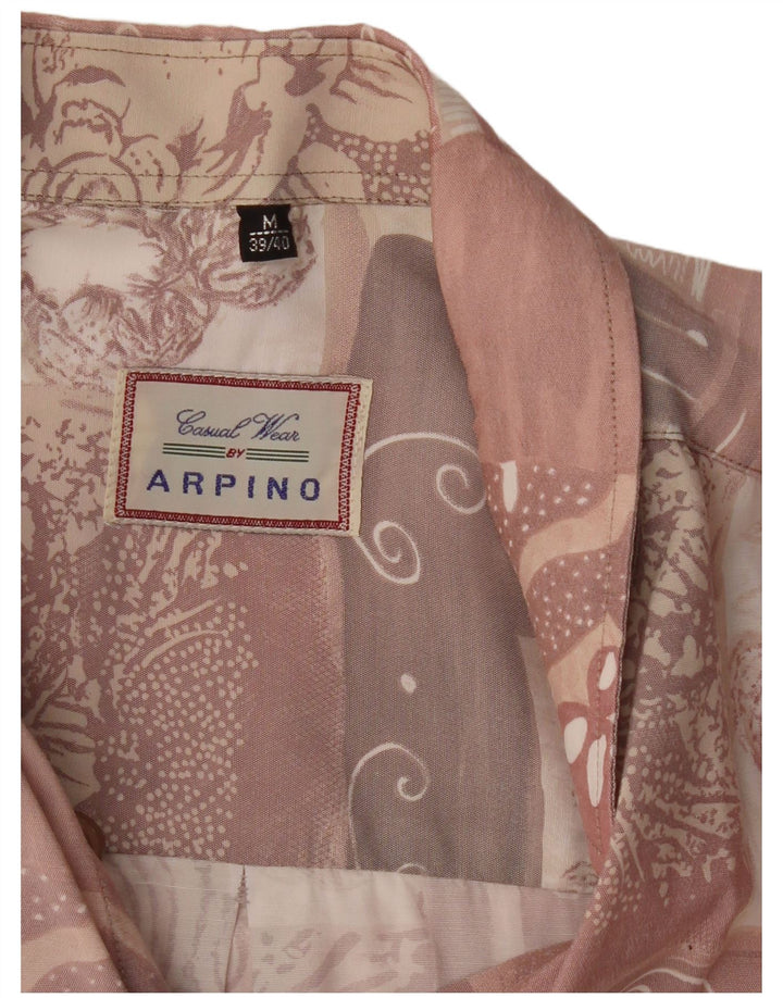 ARPINO Mens Short Sleeve Shirt Size 39/40 Medium Pink Patchwork