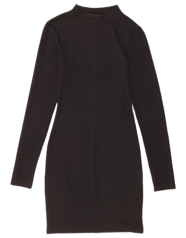Zara Dame Langærmet Skede Kjole UK 8 Small Black Polyester