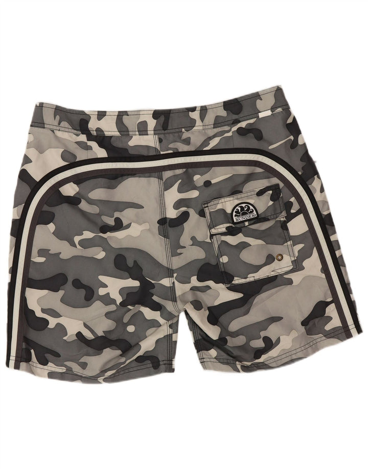 Sundek Mens Regular Swimming Shorts Large Grey Camouflage Polyester