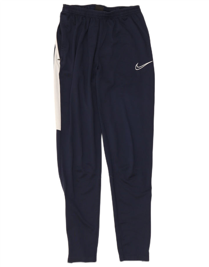 Nike Mens Dri Fit Tracksuit Trousers Small Navy Blue Colourblock Polyester