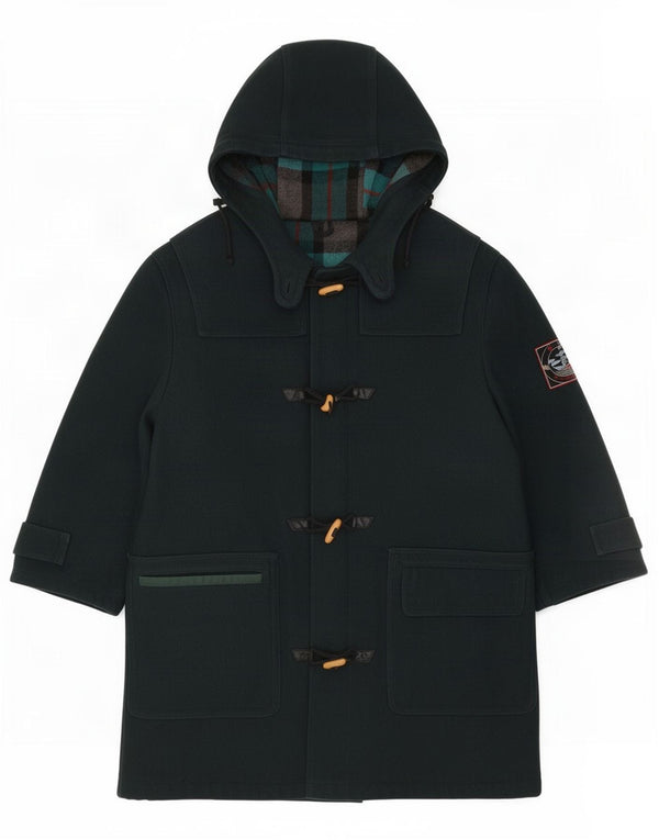 Vintage hombre con capucha Duffle Coat IT 46 Pequeña lana verde