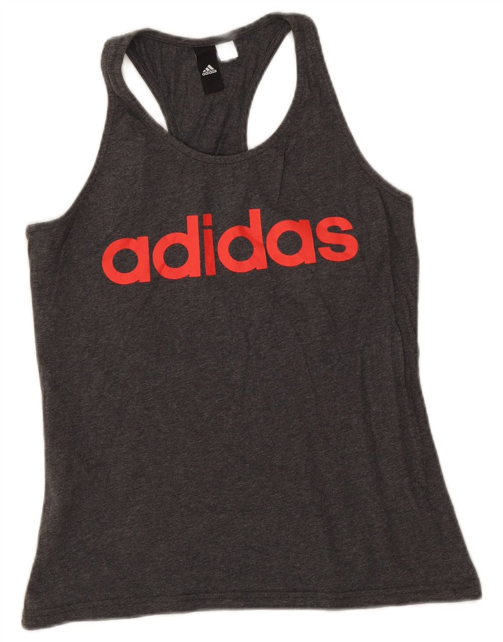 Adidas Womens Graphic Vest Top UK 8 Small Grey Flecked