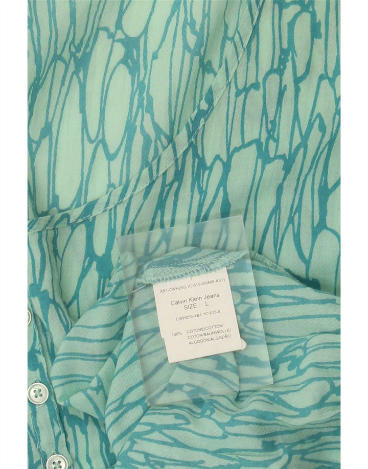 Calvin Klein Jeans Damen-Blusenoberteil mit abstraktem Muster, Gr. 16, Grün