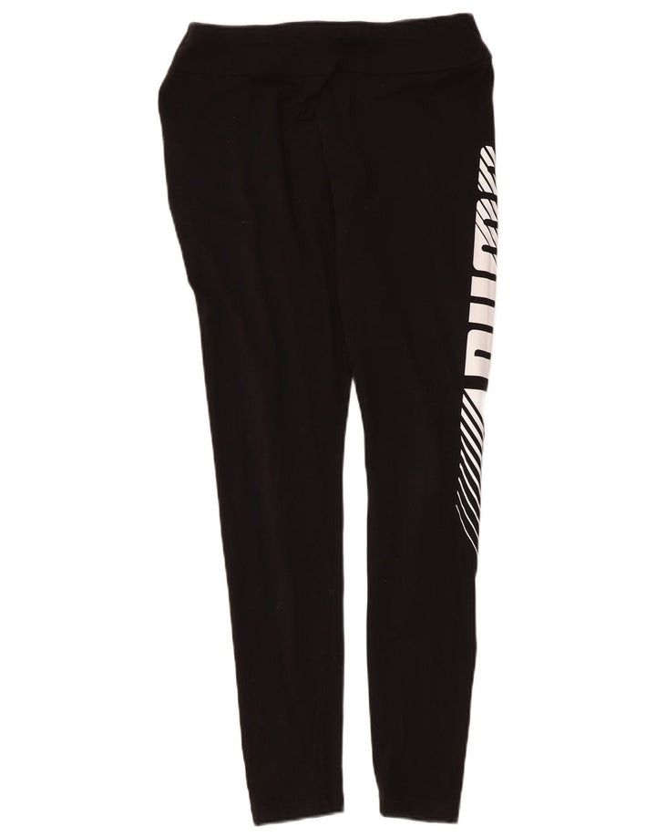 Puma Womens Graphic Leggings UK 12 Medium  Black Cotton
