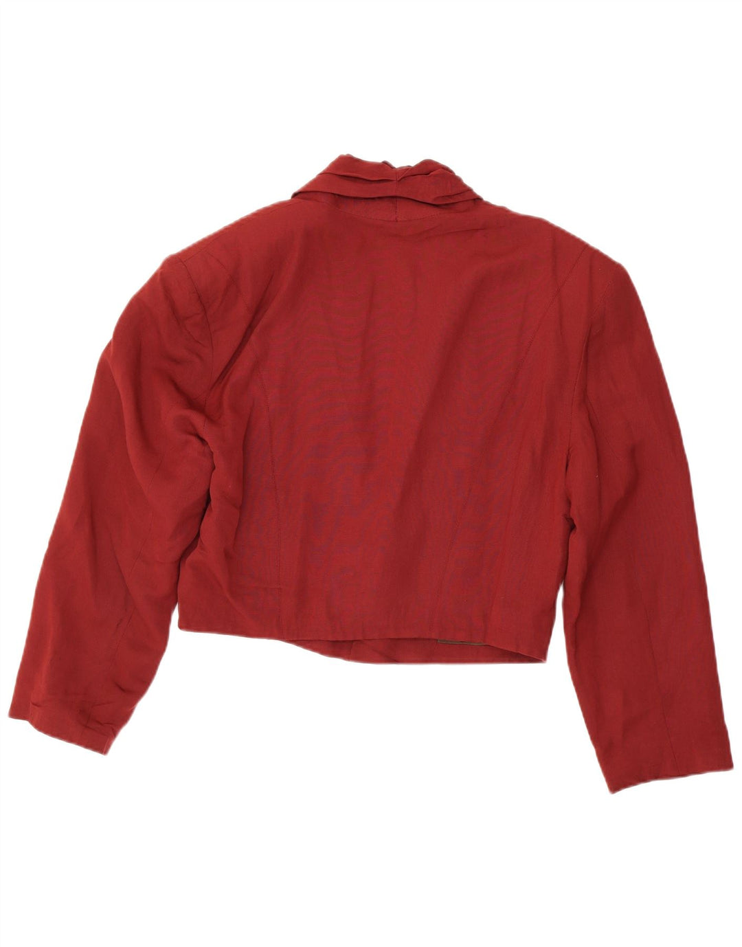 Vintage Womens Oversized Crop 3 Button Blazer Jacket UK 14 Medium Maroon
