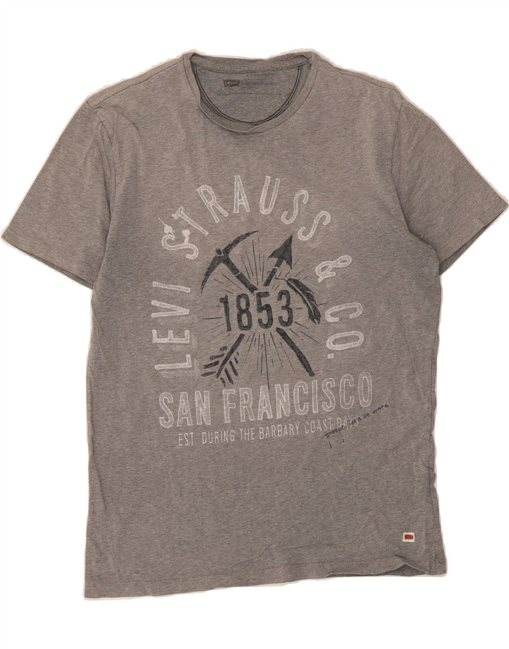 LEVI'S Mens Standard Fit Graphic T-Shirt Top Large Grey Vintage Levi's and Second-Hand Levi's from Messina Hembry 