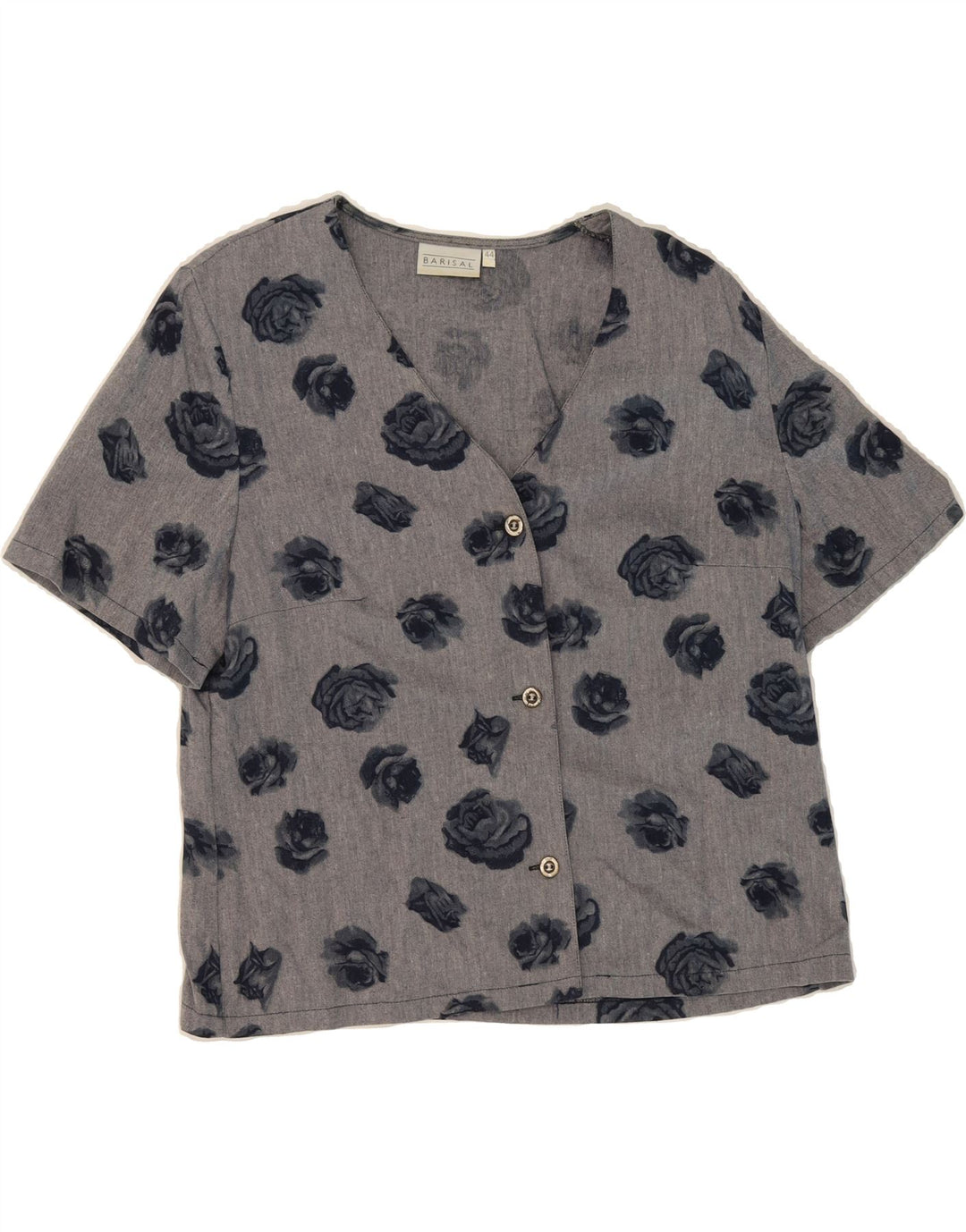 BARISAL Womens Shirt Blouse IT 44 Medium Grey Floral Viscose Vintage Barisal and Second-Hand Barisal from Messina Hembry 