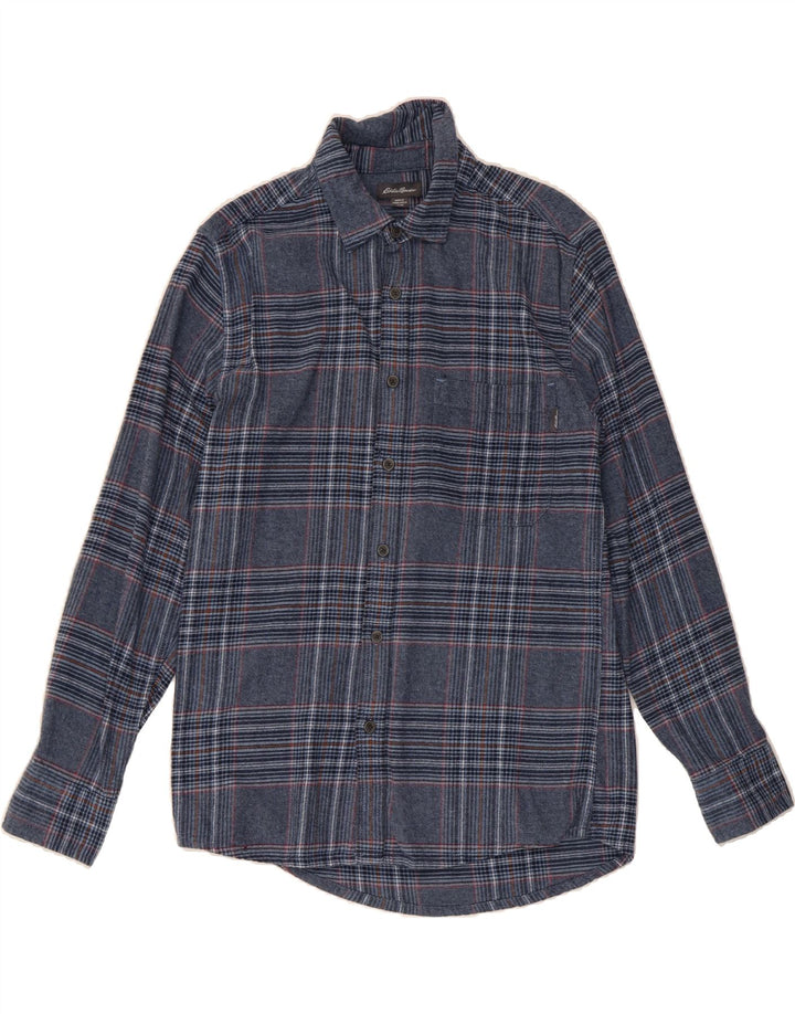 EDDIE BAUER Mens Flannel Shirt Small Navy Blue Check Cotton Vintage Eddie Bauer and Second-Hand Eddie Bauer from Messina Hembry 