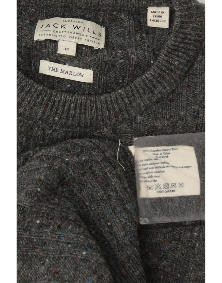 Jack Wills Herre The Marlow Crew Neck Jumper Sweater Medium Grey Flecked