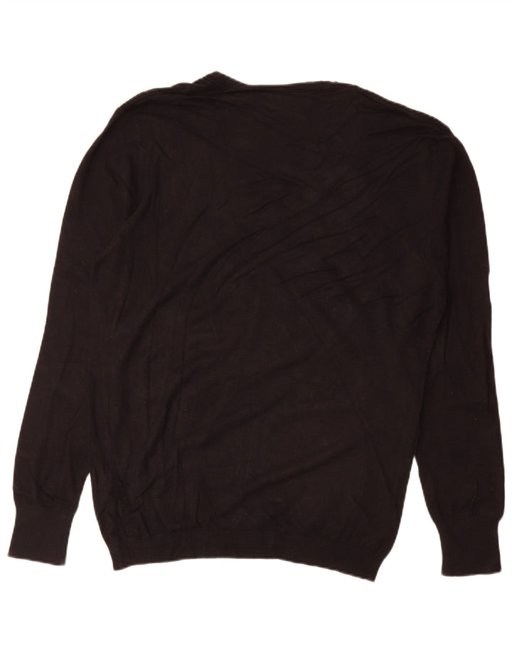 Zara Mens V-Neck Jumper Sweater Large Black Viscose