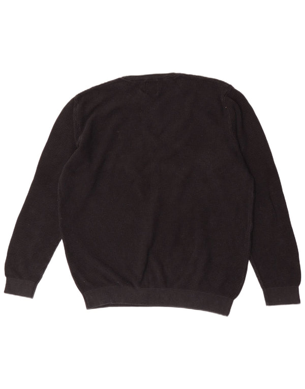 Zara Mens Crew Neck Jumper Sweater Large Black Cotton