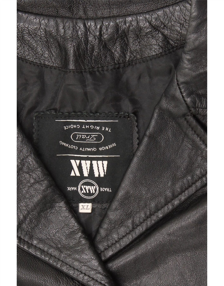 Vintage Womens Leather Jacket UK 18 XL Black Leather