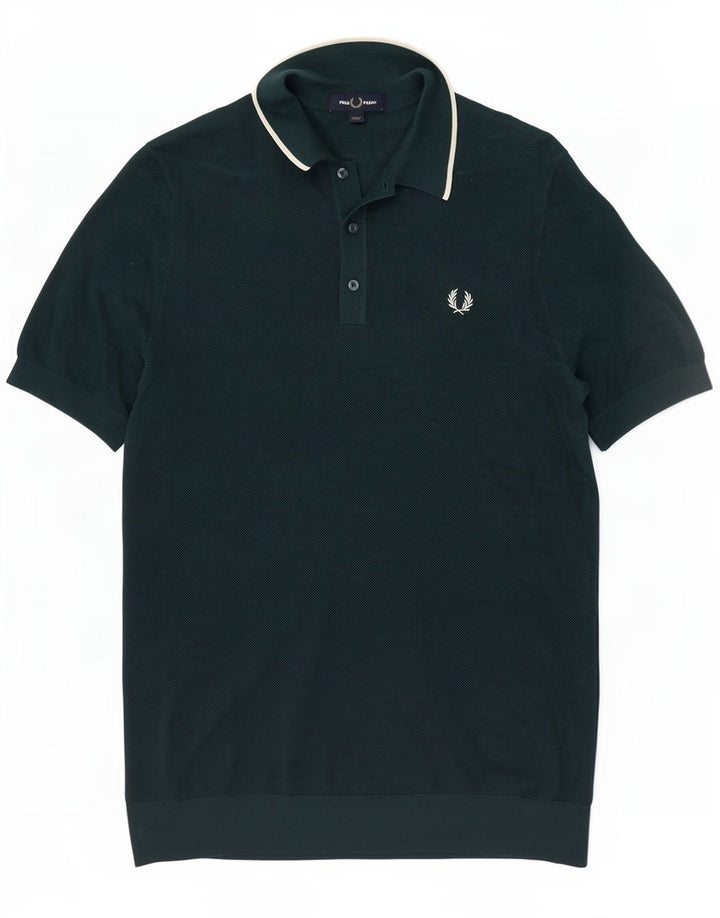 Fred Perry Mens Polo Shirt Large Green Cotton