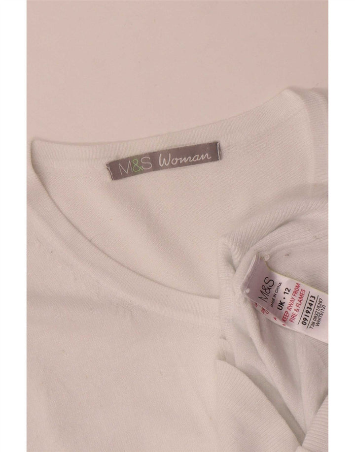 Marks & Spencer Womens Cardigan Sweater UK 12 Medium White Viscose