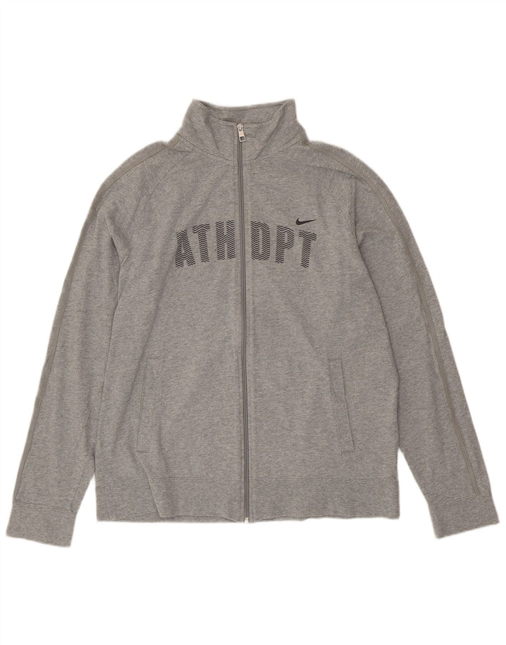 NIKE Mens Graphic Tracksuit Top Jacket Large Grey Cotton