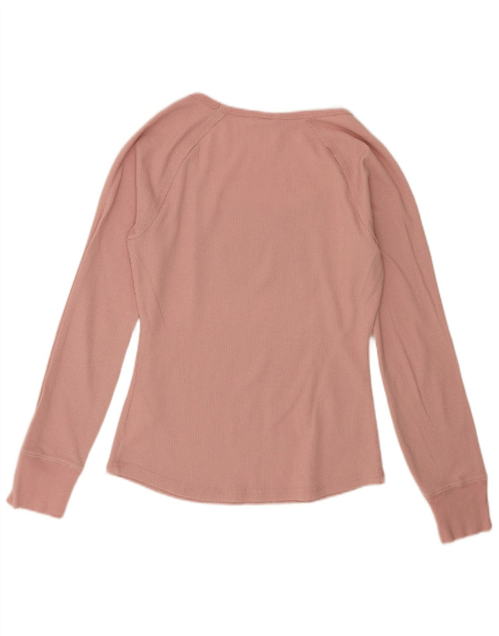 Guess Womens Graphic Top Long Sleeve UK 14 Large Pink Polyester