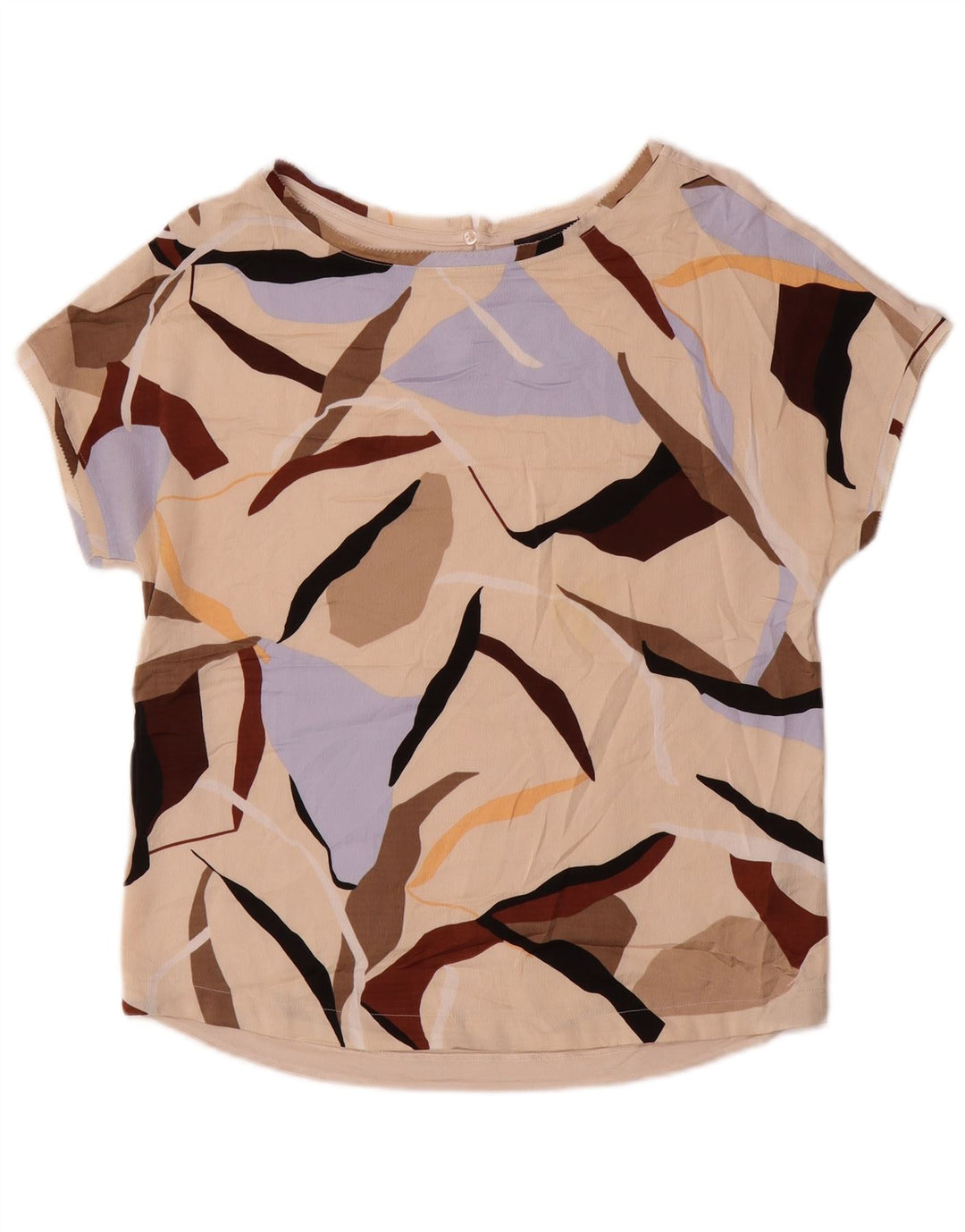 MARKS & SPENCER Womens Oversized T-Shirt Top UK 8 Small Beige Geometric