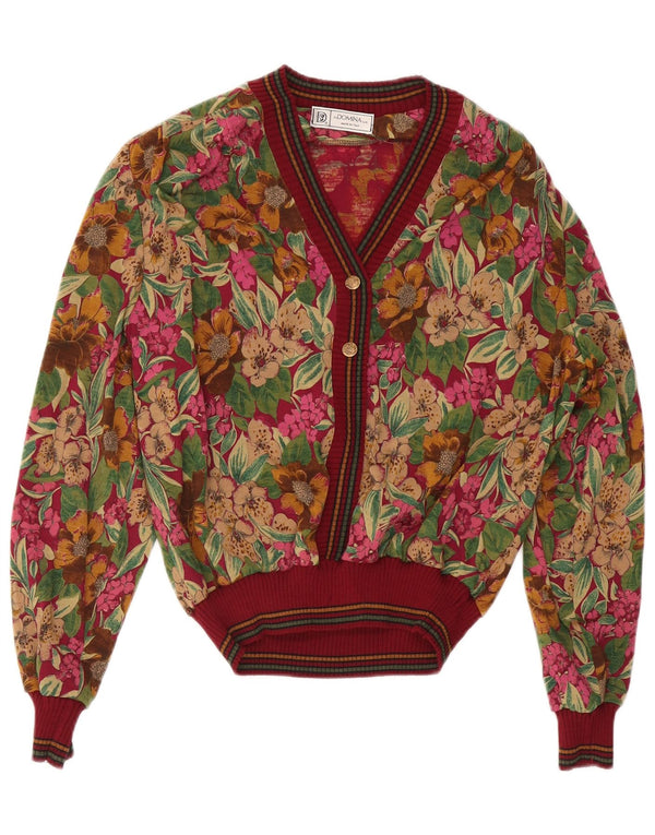 Suéter feminino Domina com decote em V IT 48 XL lã floral multicolorida