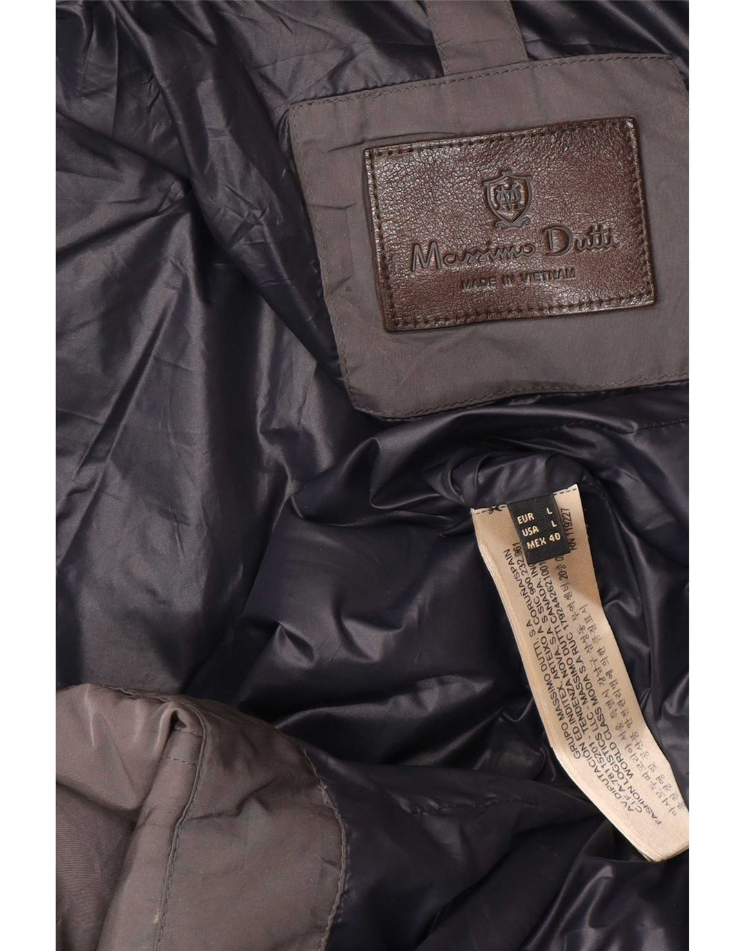 Massimo Dutti Manteau rembourré à capuche pour femme UK 40 Large Gris Polyester